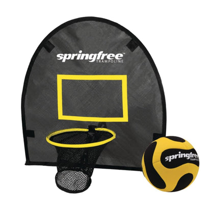 Springfree Outdoor 8 x 11 Ft Trampoline, Enclosure, Hoop Game, and Step Ladder - 215843