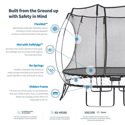 Springfree 6' x 9' Oval Outdoor Backyard Trampoline with FlexiNet and Soft Edge - 318740